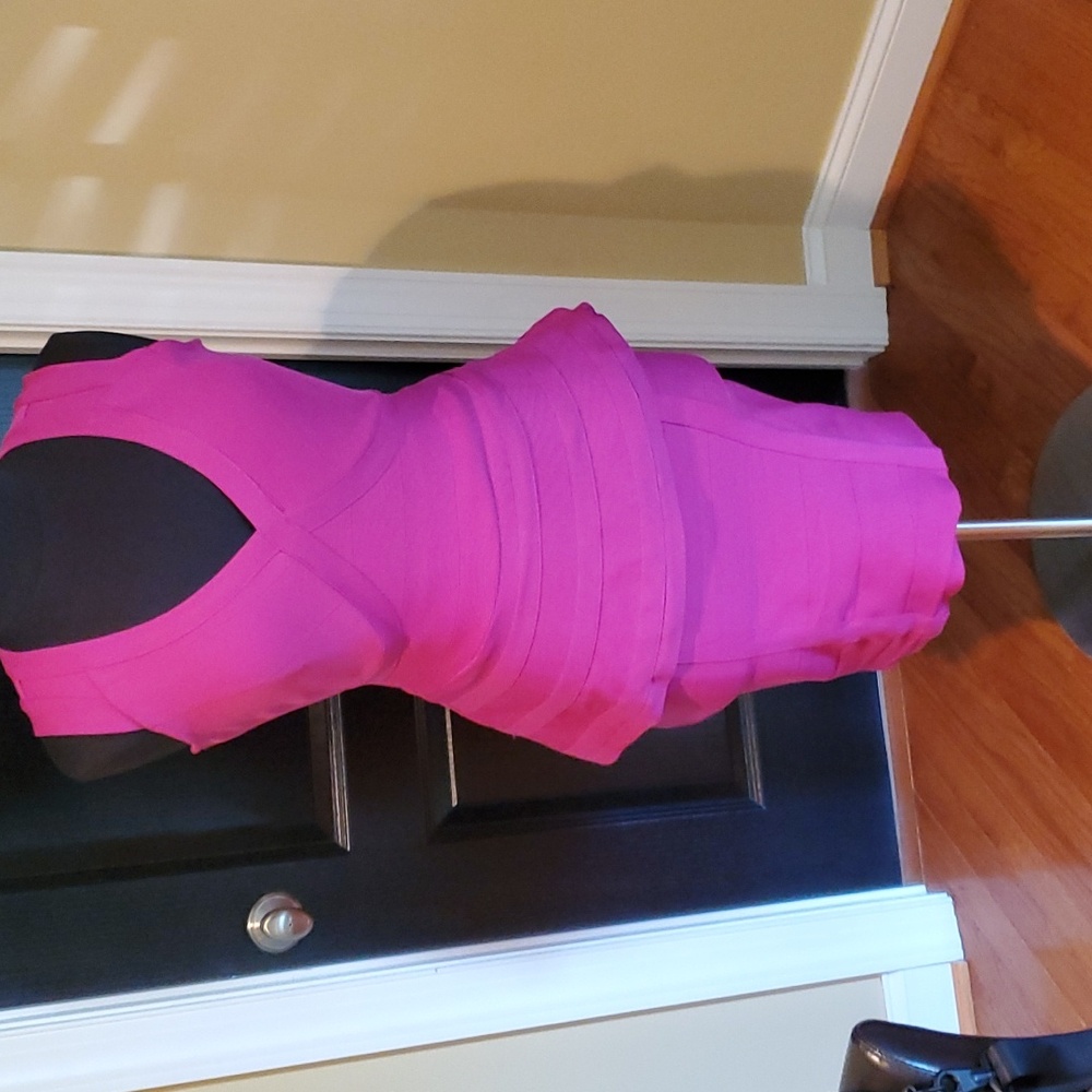 Ashley Stewart fuchsia body con 2 piece dress